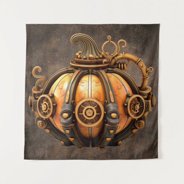 Fall Steampunk Pumpkin Tapestry (Front)