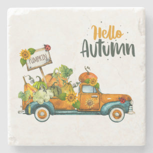 Fall stone coasters, Autumn home decor Coaster