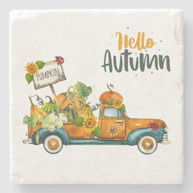 Fall stone coasters, Autumn home decor Stone Coaster (Front)