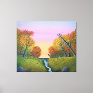Fall Stream with Trees Korea Canvas Print