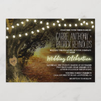 Fall String Lights Oak Tree Wedding Invitations