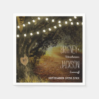 Fall String Lights Oak Tree Wedding Napkins