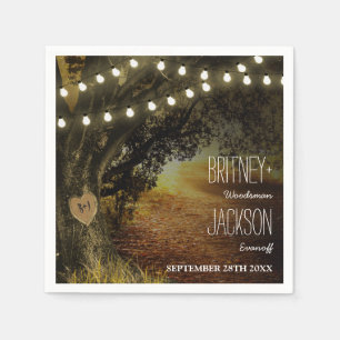 Fall String Lights Oak Tree Wedding Napkins