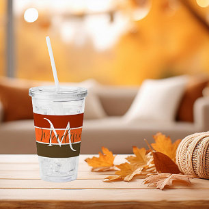 Fall stripes personalized acrylic tumbler