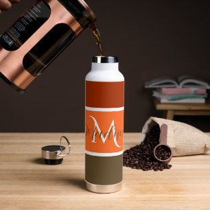 Fall stripes personalized water bottle