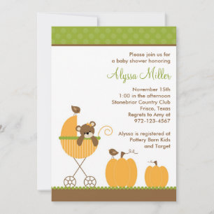 Fall Stroller Baby Shower Invitations
