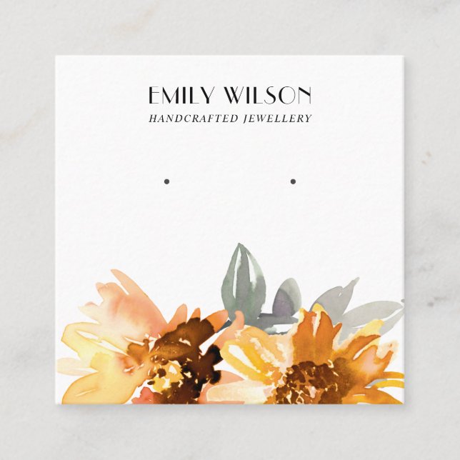 FALL SUNFLOWER AUTUMN STUD EARRING DISPLAY CARD (Front)