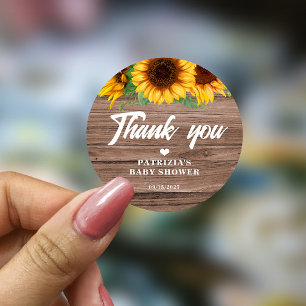 Fall Sunflower Baby Shower Classic Round Sticker
