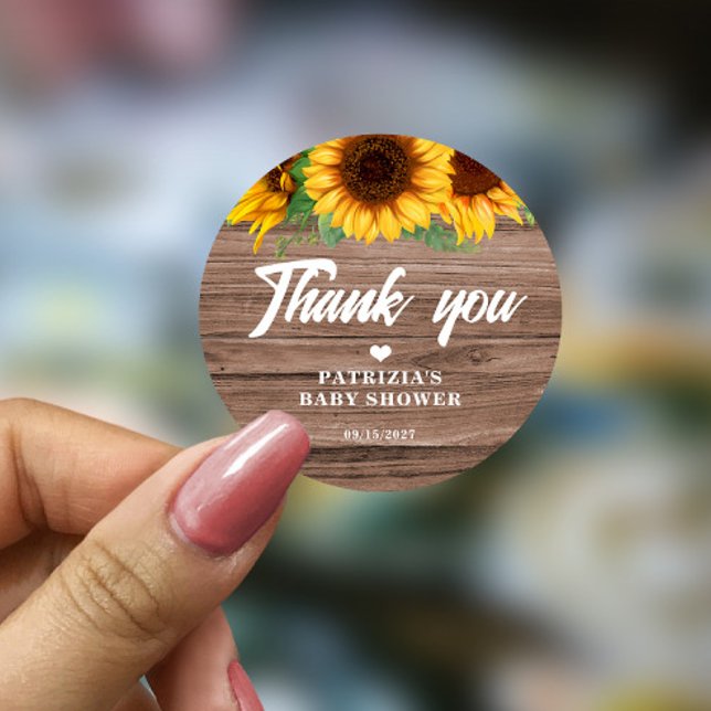 Fall Sunflower | Baby Shower Classic Round Sticker (Creator Uploaded)