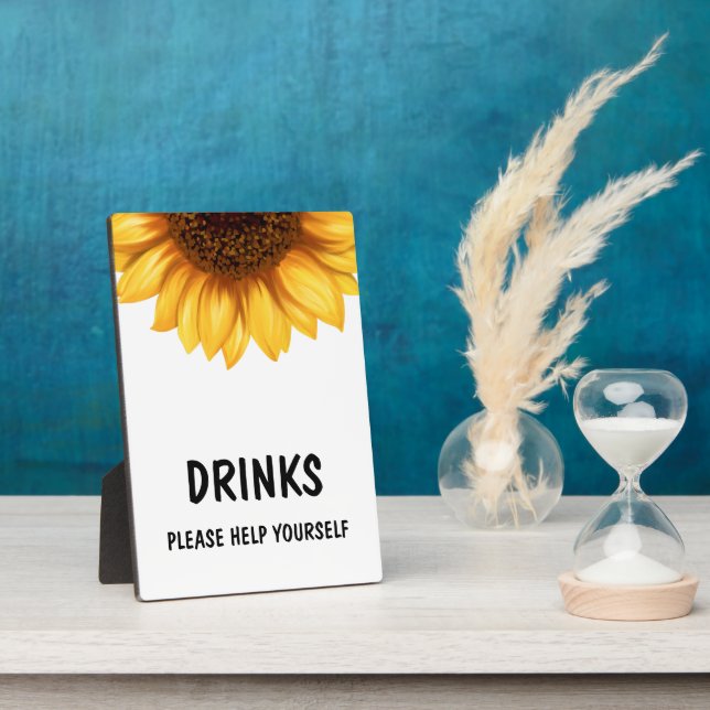 Fall Sunflower Baby Shower Drinks Sign  Plaque (Side)