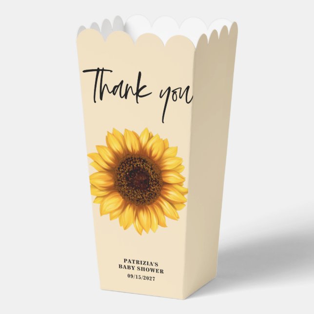 Fall Sunflower Baby Shower Favor Box (Front)