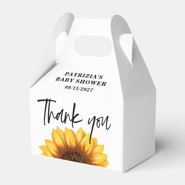 Fall Sunflower Baby Shower Favor Box (Front Side)