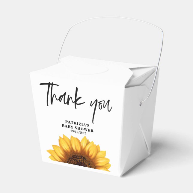Fall Sunflower Baby Shower Favor Box (Front Side)