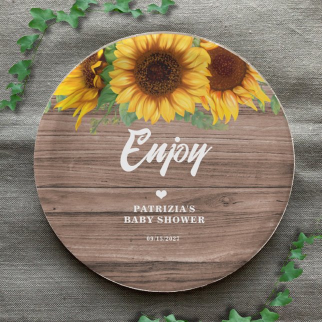 Fall Sunflower | Baby Shower  Paper Plate (Creator Uploaded)