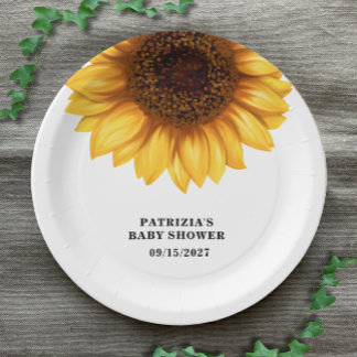 Fall Sunflower Baby Shower Paper Plate