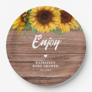 Fall Sunflower   Baby Shower Paper Plate