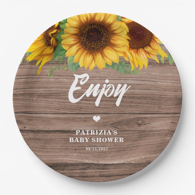 Fall Sunflower | Baby Shower Paper Plate (Front)