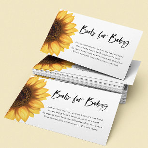 Fall Sunflower   Books for Baby   Baby Shower  Enclosure Card