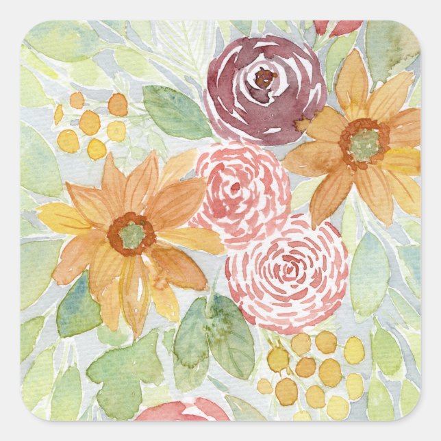 Fall Sunflower Bouquet  Square Sticker (Front)
