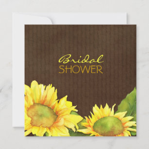 Fall Sunflower Brown Bridal Shower Invitation