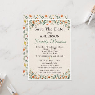 Fall Sunflower Family Reunion Gathering Save Date Invitation