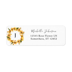 Fall Sunflower Floral Return Address Label