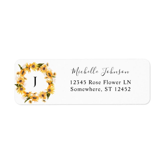 Fall Sunflower Floral Return Address Label (Front)