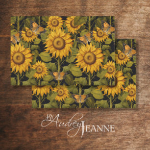 Fall Sunflower Flower Fields Butterfly Decoupage Tissue Paper