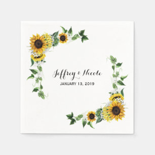 Fall Sunflower Rustic Barn Country Wedding Napkin