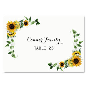 Fall Sunflower Rustic Barn Wedding Table Card