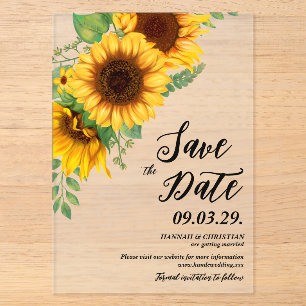 Fall Sunflower Save the date Acrylic Invitations