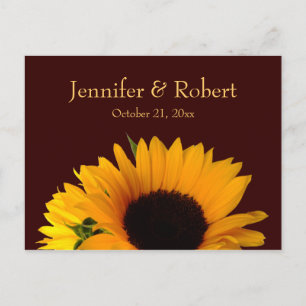 Fall Sunflower Wedding RSVP Invitation Postcard