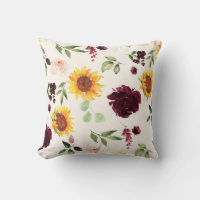 Fall Sunflowers and Burgundy Roses Home Decor