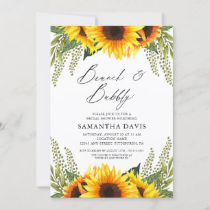 Fall Sunflowers and Greens Brunch & Bubbly Invitation