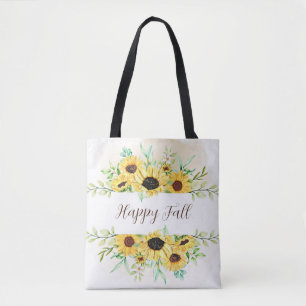 Fall Sunflowers frame with customizable text Tote Bag