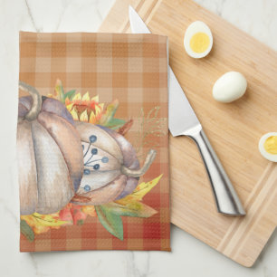 Fall Sunflowers & Harvest Pumpkins Kitchen Towel