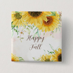 Fall sunflowers with customizable text 2 inch square button