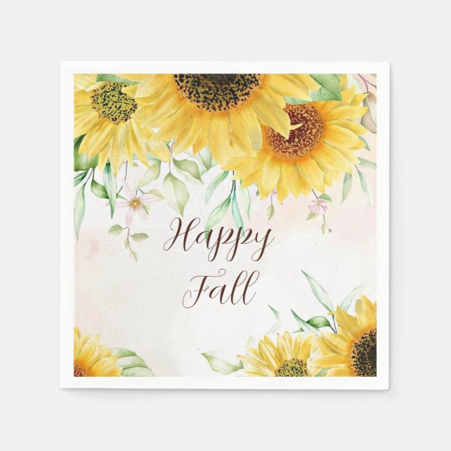 Fall sunflowers with customizable text  napkin (Front)