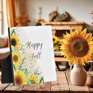 Fall sunflowers with customizable text plaque