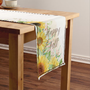 Fall sunflowers with customizable text short tabl table runner