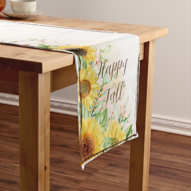 Fall sunflowers with customizable text  short tabl table runner (In Situ)