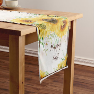 Fall sunflowers with customizable text  short tabl table runner