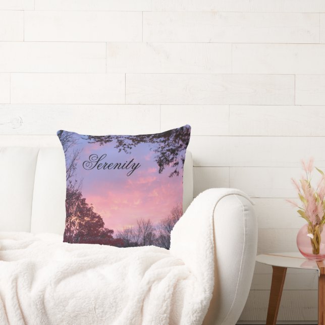 Fall Sunset Over Trees Serenity Throw Pillow (Couch)