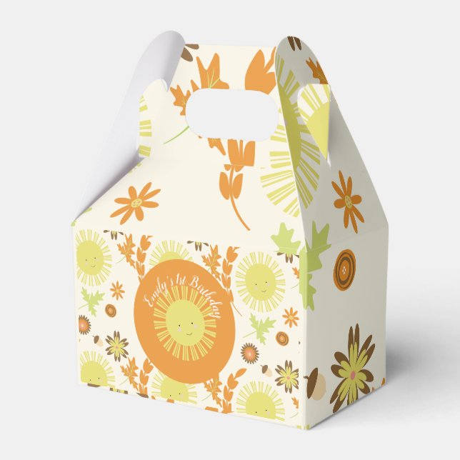 Fall Sunshine Autumn Birthday Party Favor Box (Front Side)