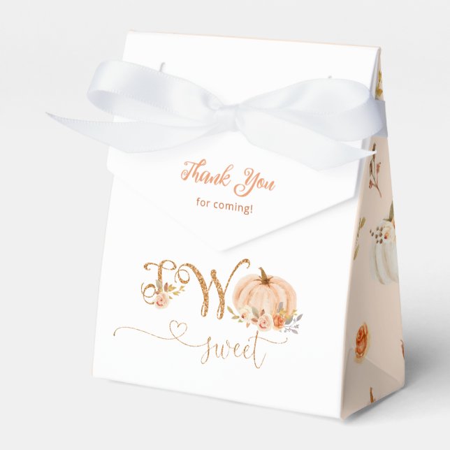 Fall sweet little pumpkin two sweet birthday party favor box (Front Side)