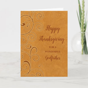 Fall Swirls Happy Thanksgiving Godfather Holiday Card
