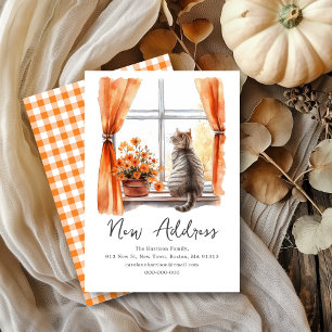 Fall Tabby Cat   We've Moved New Address  Announcement