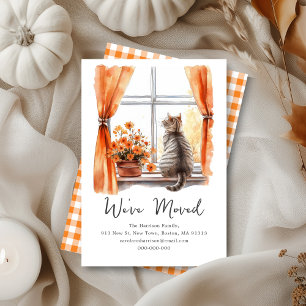 Fall Tabby Cat   We've Moved New Address  Card