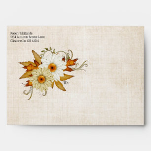Fall Tan & White Flowers Bridal Shower Envelope