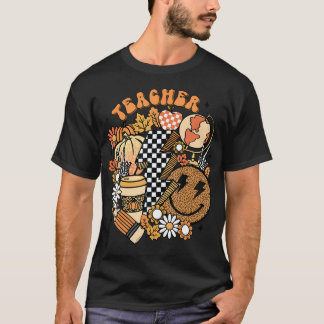 Fall Teacher Retro Teacher Life Autumn Thanksgivin T-Shirt